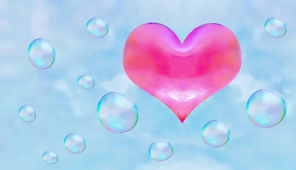 Heart Shaped Soap Bubble Light Relations Love Obligatory Flirting Red — Stock Photo, Image