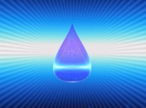 Bir damla su sembolü H2O. Üç boyutlu illüstrasyon. Su kaynakları, ekoloji, temiz su, içme suyu, su rezervleri