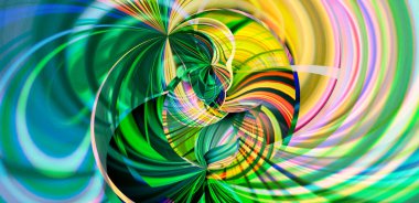 Ormandaki sabah teması ya da seyahatin egzotik olması üzerine soyut bir fantezi arka planı. modern tasarım eğimleri geometri yeşil mavi renkler