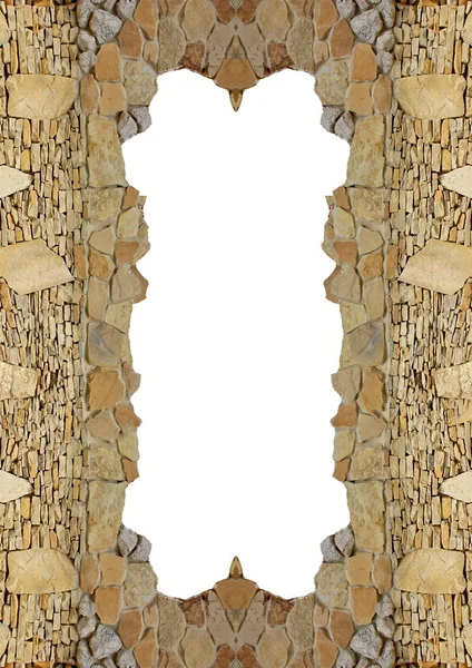 Photo Frame Design White Isolated Pieces Natural Rock Stone Limestone — Stock Photo, Image