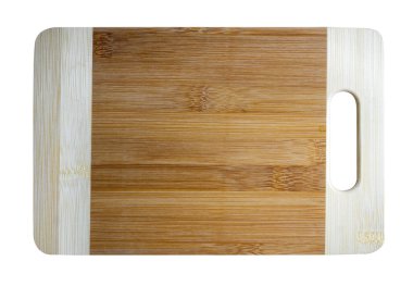 Bambu kesim tahtası deseni ev eşyası izole edilmiş. Yakın plan beyaz.