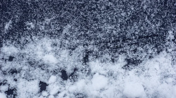 Cristalli Neve Pezzi Neve Spazio Progettazione Testo Altro Isolato Nero — Foto Stock