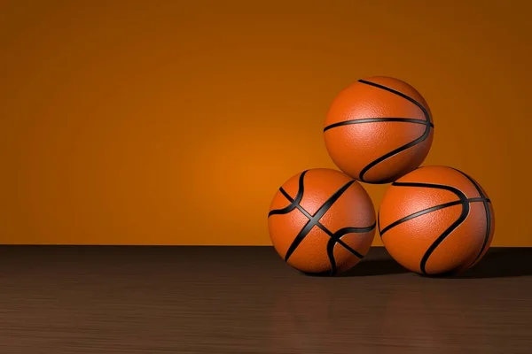 Drie Basketballen Geïsoleerd Witte Achtergrond Illustratie Rendering Sportachtergrond — Stockfoto