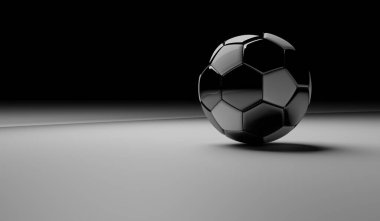 futbol topu siyah ve beyaz oyun arkaplanı 3D görüntüleme kapat