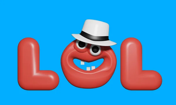 Wort Lol Lachen Ist Ein Lustig Lachendes Rotes Gesicht Einem — Stockfoto