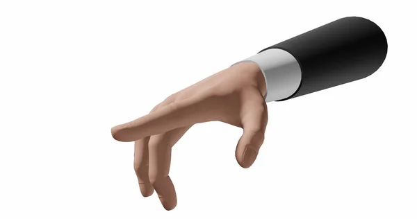 Ανθρώπινο Χέρι Είναι Δάχτυλο Ενός Επιχειρηματία Κοστούμι Και Λευκό Πουκάμισο — Φωτογραφία Αρχείου