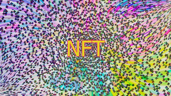 Nft Non Fungible Token Concept Background Computer Art Works — стоковое фото