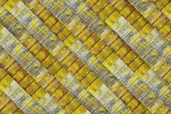 Abstract Wood Texture Background Yellow Gray Made Diagonal Mosaic Pieces — Stock Photo, Image