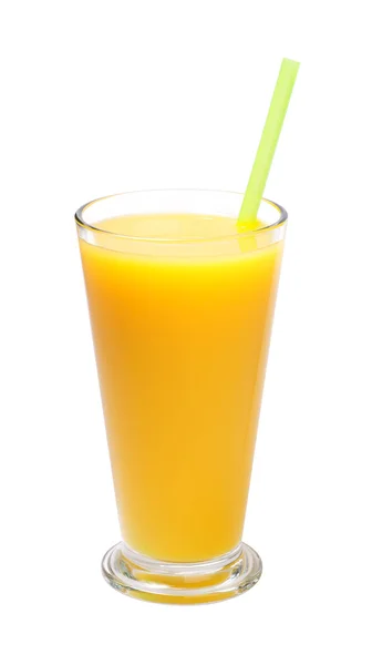 Vidro de suco de laranja recentemente pressionado isolado — Fotografia de Stock