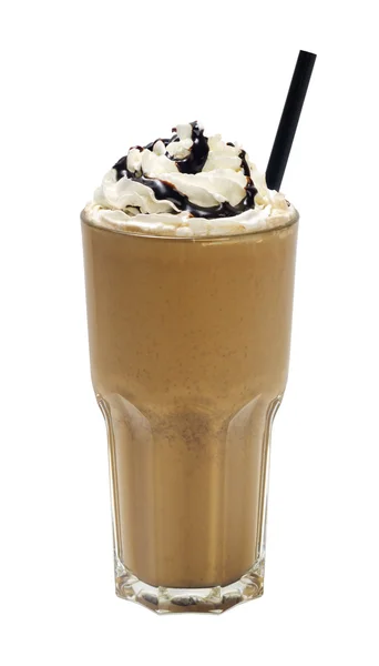 Frappuccino krem ve beyaz zemin üzerine sos ile