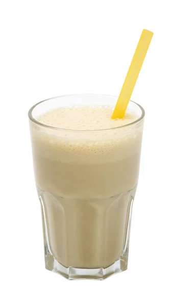 Banana milk smoothie on white background — Stock Photo, Image