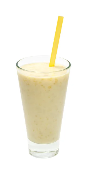 Banana mjölk smoothie på vit bakgrund — Stockfoto