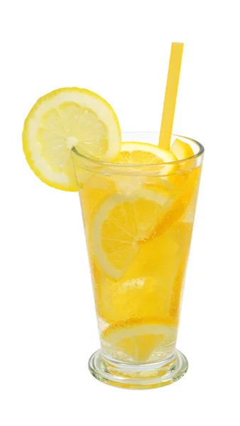 Lemonade in a glass isolated on white background — Stock Photo, Image