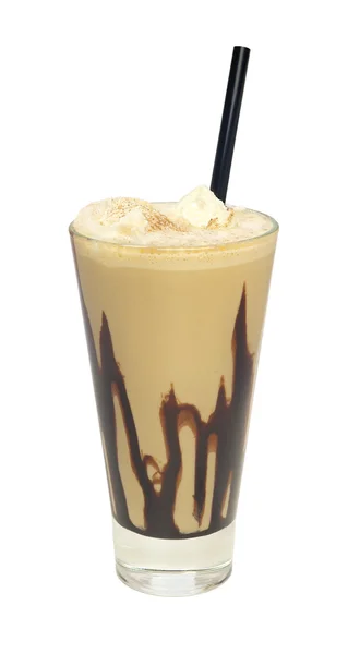 Caffè freddo con gelato isolato su fondo bianco — Foto Stock
