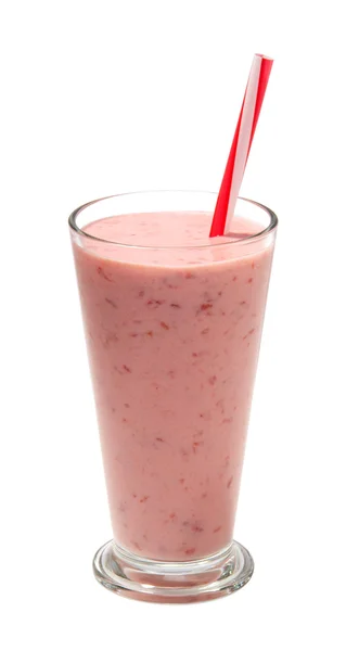 Batido de fresa aislado sobre fondo blanco —  Fotos de Stock