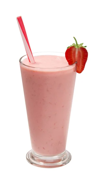 草莓冰沙，白色背景下分离的 — 图库照片
