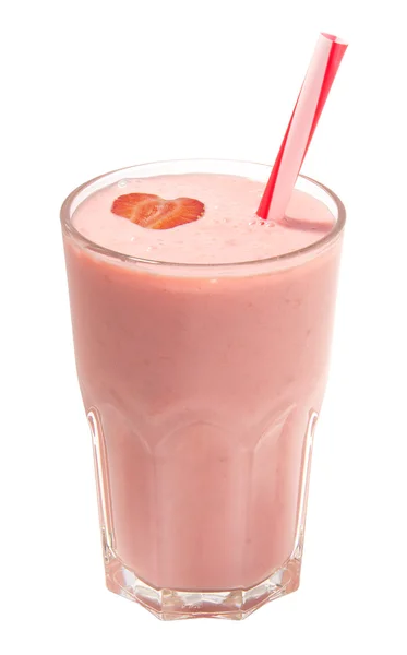 Batido de fresa aislado sobre fondo blanco —  Fotos de Stock