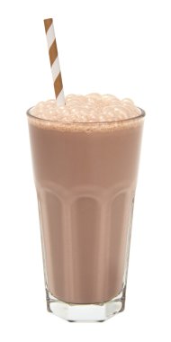 çikolatalı milkshake izole uzun bir bardak 