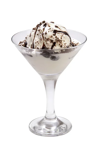 Ice cream in a glass bowl — Stock Photo, Image