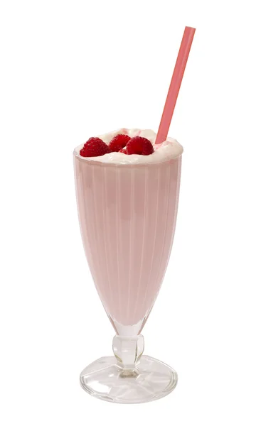 Milkshake with raspberries — Stock Photo, Image