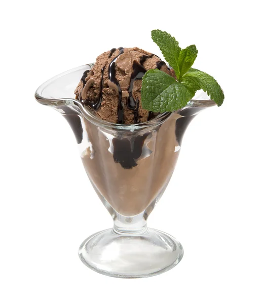 Gelato al caffè con foglie di menta — Foto Stock