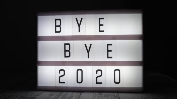 Lightbox Text Bye Bye 2020 Dark Room Hope New Life — Stock Video
