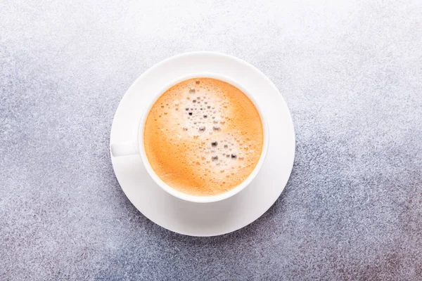 Weiße Tasse Kaffee Auf Steintisch Ansicht Von Oben Bild — Stockfoto