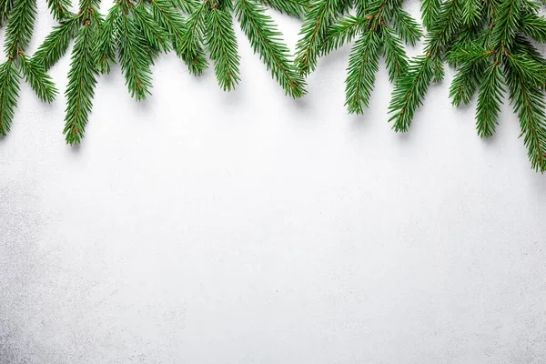 圣诞作文，以冷杉树枝为背景，以石头为背景 — 图库照片