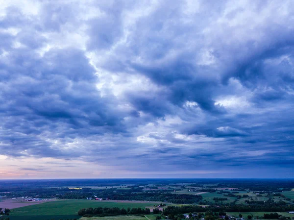 Drone Shot Altocumulus Cloud Formation Countryside Fields — Stock Photo, Image