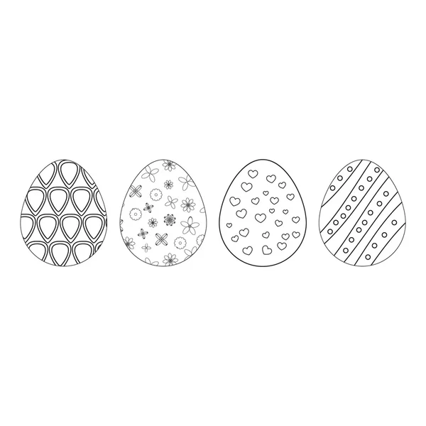 Пасхальные яйца. Рисунки элементов декоративной окраски. Векторная иллюстрация  . — стоковый вектор