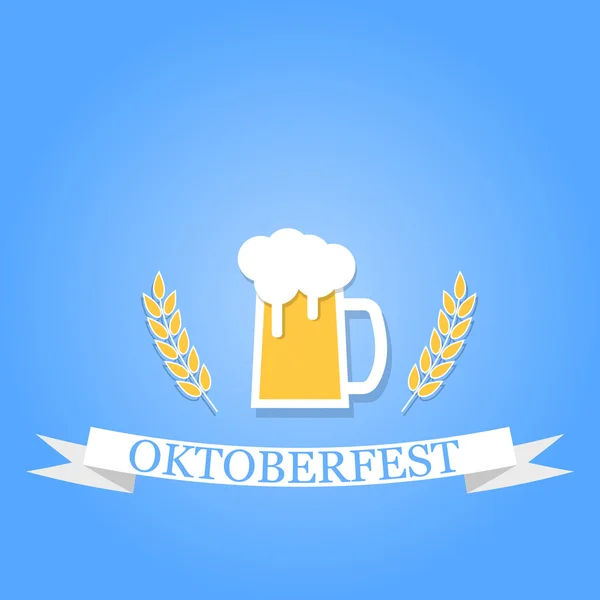 Склянка пива з піною і вухами на синьому фоні . — стоковий вектор