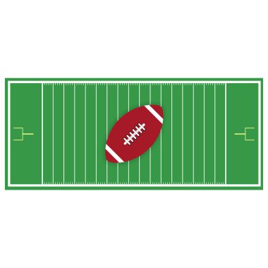 Amerikan futbol topu arka plan yeşil alan üzerinde.