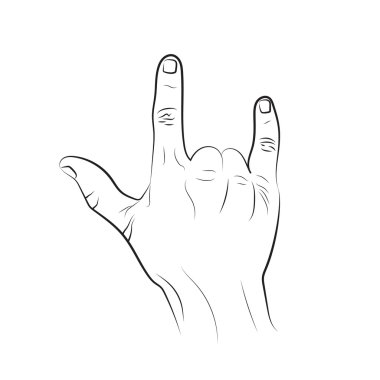 Rock and roll el işareti beyaz bir arka plan üzerinde.