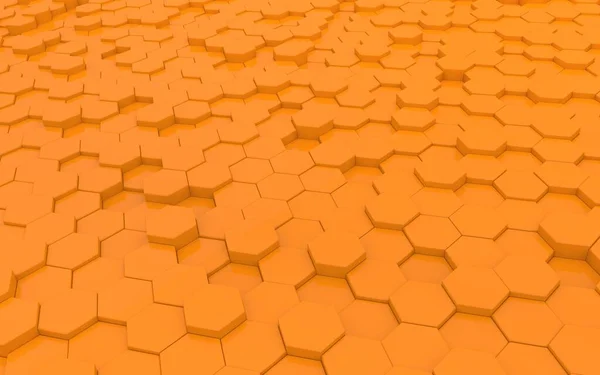 橙色六边形背景特写 3D渲染说明 — 图库照片