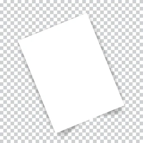 Şeffaf Arkaplan Üzerine Beyaz Gerçekçi Kağıt Sayfa Formatı Vektör Illüstrasyonu — Stok Vektör