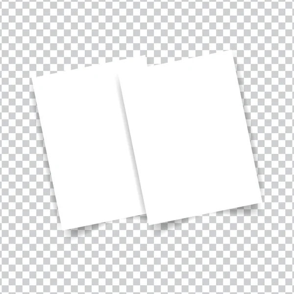 Zwei Blätter Weißen Din Papiers Stehen Auf Einem Transparenten Hintergrund — Stockvektor