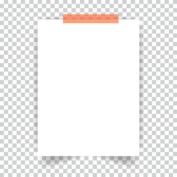 Mockup Van Een Blanco Vel Wit Papier Met Plakband Een — Stockvector