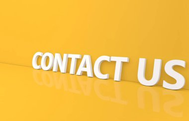 Sarı arka plandaki harflerle irtibata geçin. 3d resimleme. 