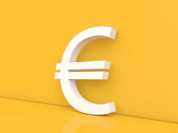 Euro Valuta Tecken Gul Bakgrund Återgivning Illustration — Stockfoto
