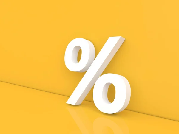 Prozentzeichen Auf Gelbem Hintergrund Darstellung — Stockfoto