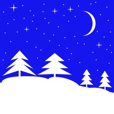 Kış orman manzarası. Vektör illüstrasyonu.