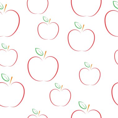 Beyaz bir arka plan üzerinde elma ile desen.