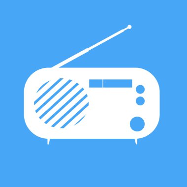 Mavi arka plan illüstrasyon vintage radyo.