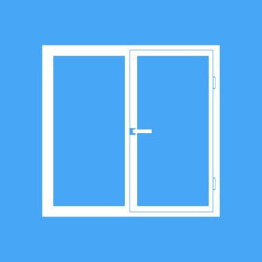 Mavi bir arka plan üzerinde plastik pencere. Vektör çizim.