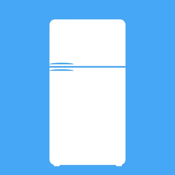 Icono del refrigerador aislado en el fondo azul . — Vector de stock