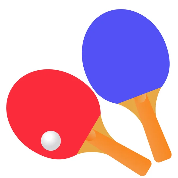 Raquettes de ping-pong et ballon sur fond blanc . — Image vectorielle