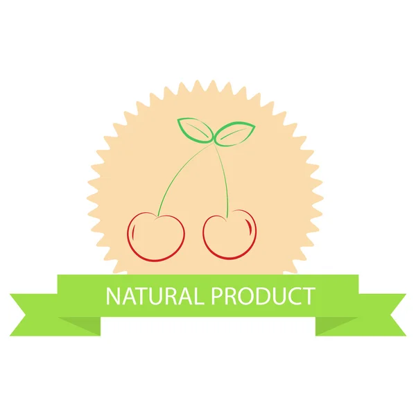 Sticker aux cerises produits naturels . — Image vectorielle