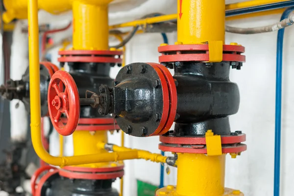 Control valve gas boiler room. — Stock Photo, Image