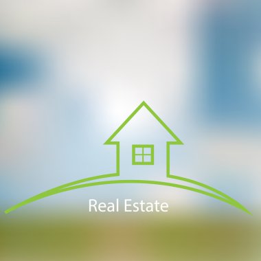 Simge Satılık gayrimenkul üzerinde arka plan bulanık. Logo tasarım için.