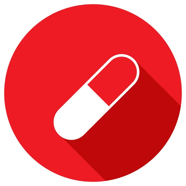 Drug tablet. Vector illustration of the plane icon with long shadow. — Διανυσματικό Αρχείο